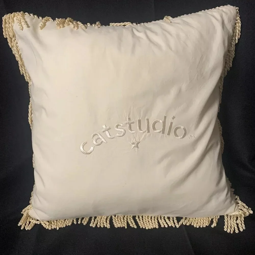 Eiffel Tower Catstudio Fringed Silk Throw Pillow